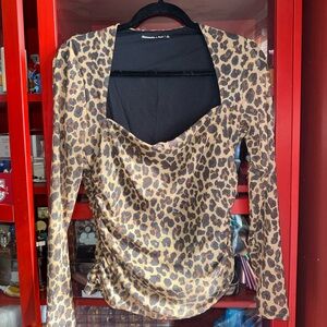 A&F Ava Leopard Print Long Sleeve Top
